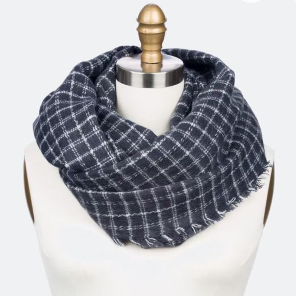 LuLu Navy Blue Toby Windowpane Knit Infinity Scarf - Picture 1 of 7